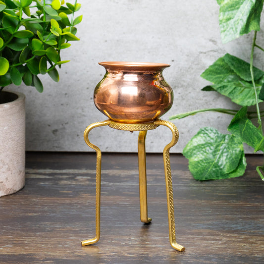 Golden Abhishek Stand – 4 Inch Small Brass Puja Stand