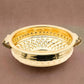 Diamond Carving Urali Bowl 10" | 740 gm Decorative Brass Bowl & Platter | Home Decor, Pooja & Gifting | Brass | Gold