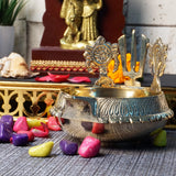 Brass Shanku Chakra Namah Kuber Deep, 4 Inches, 330 gm