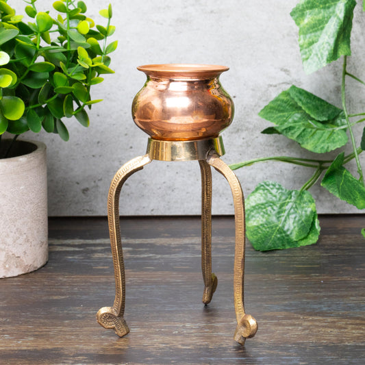 Swastik Abhishek Stand – 4 Inch Brass Puja Stand