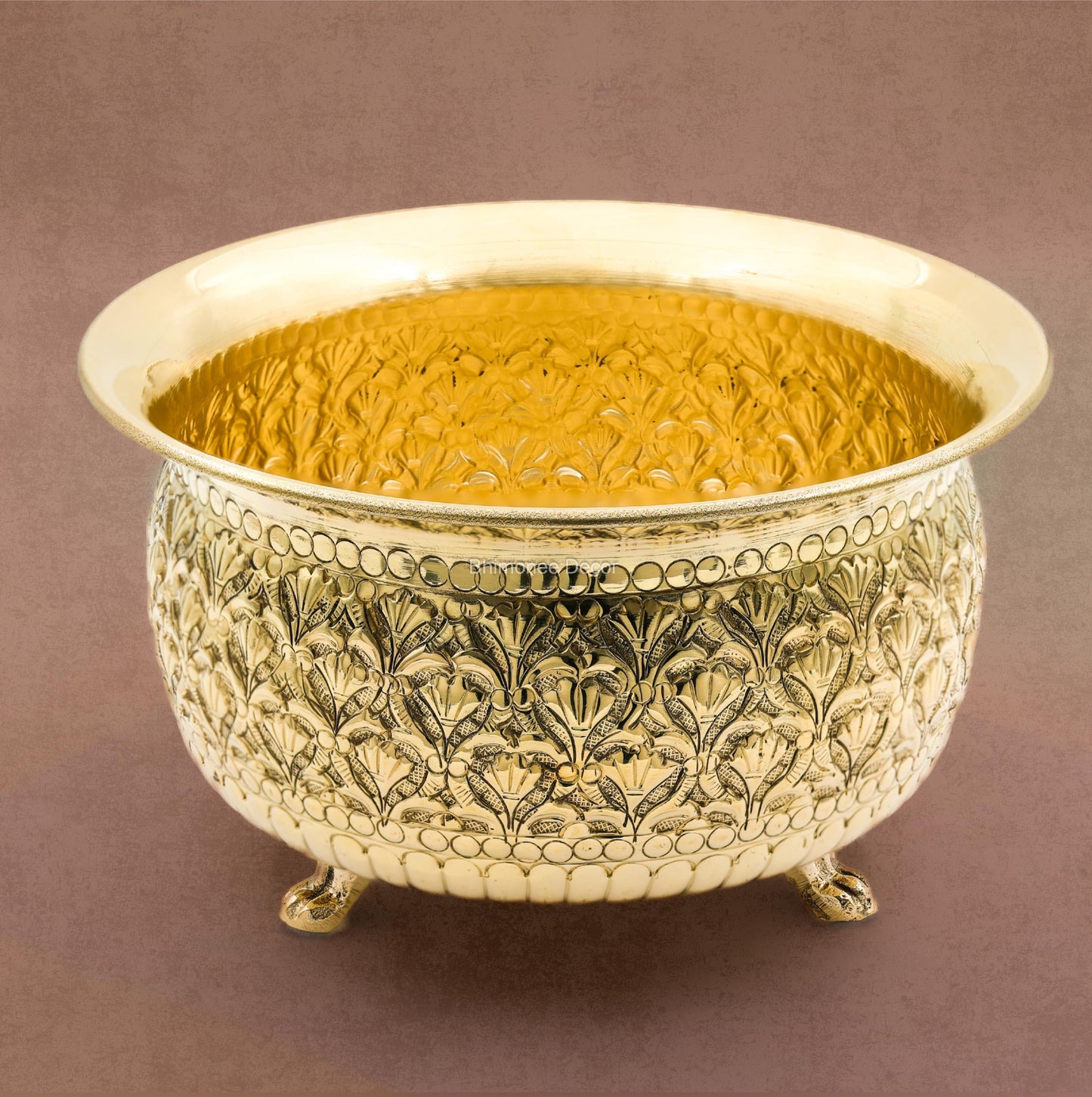 Carving Bowl 6"inch | 430 gm Decorative Brass Bowl with Stand