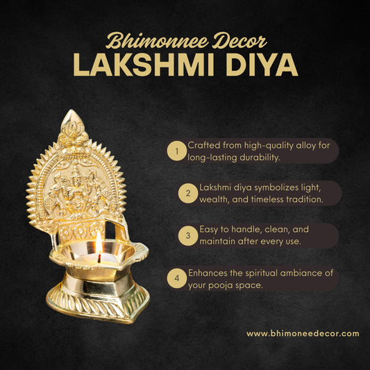 Gaja Lakshmi Kamakshi Brass Diya for Pooja | 5.75 Inch, 380g