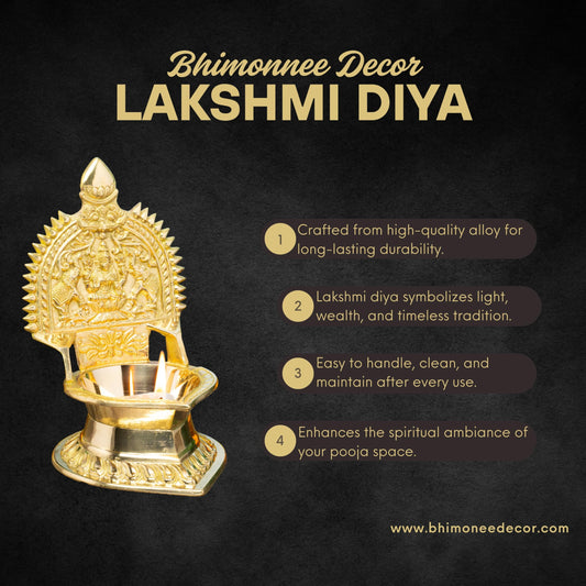 Gaja Lakshmi Kamakshi Brass Diya for Pooja | 7 Inch, 620g
