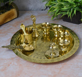 Pooja Thali Set, 11-Inch Brass Plate (775g)