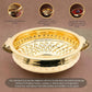 Diamond Carving Urali Bowl 10" | 740 gm Decorative Brass Bowl & Platter | Home Decor, Pooja & Gifting | Brass | Gold