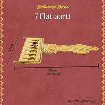 7 Flat Aarti Brass Pooja Lamp |20x17 cm, 430 gm Traditional Handcrafted Aarti Deepam for Mandir & Festivals | Decorative Spiritual Home & Temple Accessory