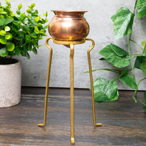Golden Abhishek Stand – 6 Inch Large Brass Puja Stand