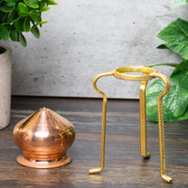 Golden Abhishek Stand – 4 Inch Small Brass Puja Stand