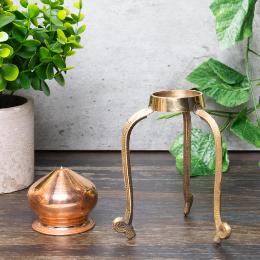 Swastik Abhishek Stand – 4 Inch Brass Puja Stand