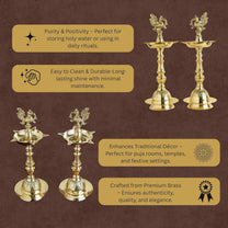 Brass Peacock Diya Set of 2  ,28 inches 1000 grams | Traditional Oil Lamp for Pooja Home Decor  | Handcrafted Metal Tabletop Lamps