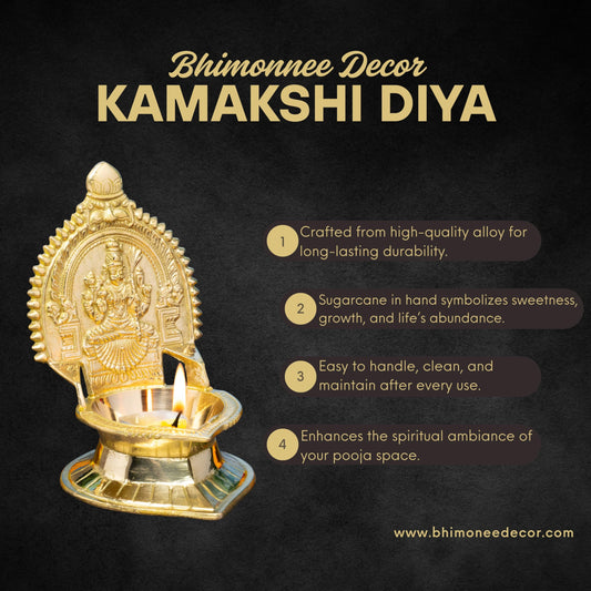Rajarajeshwari Kamakshi Brass Diya for Pooja | 6 Inch, 450g
