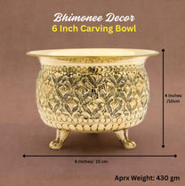 Carving Bowl 6"inch | 430 gm Decorative Brass Bowl with Stand