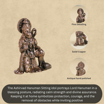Ashirvad Hanuman Idol | 50 gm  ,5 inches Sitting Murti | Antique Finish Metal God Statue for Home Temple