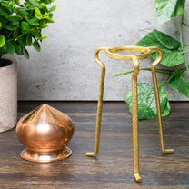 Golden Abhishek Stand – 5 Inch Medium Brass Puja Stand