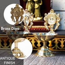 Brass Shanku Chakra Table Diya | 3.15 Inches | Brass Colour | Pack of 1 Pair