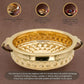 Diamond Carving Urali Bowl 8" | 470 gm Decorative Brass Bowl & Platter | Home Decor, Pooja & Gifting | Brass | Gold