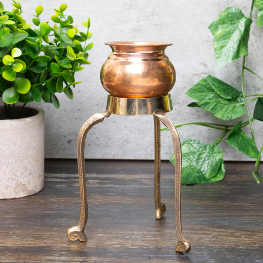 Swastik Abhishek Stand – 5 Inch Medium Brass Puja Stand