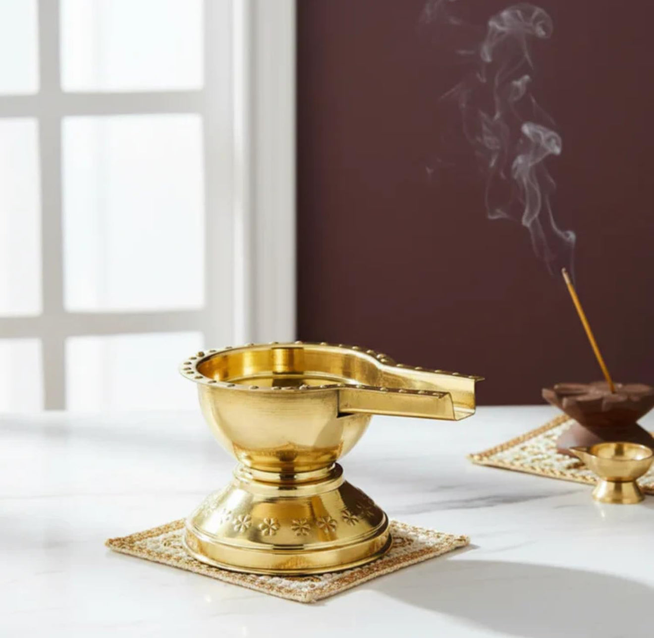 Lite Version Shivalinga Abhishek Combo Set with Somsutra Plate & Urli Bowl