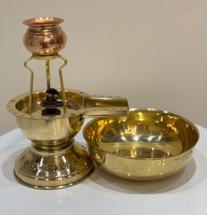 Lite Version Shivalinga Abhishek Combo Set with Somsutra Plate & Urli Bowl