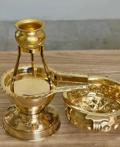 Abhishek Collection (Bundle) - 4Inch Abhishek Stand, Som Sutra, 2.1 inches Copper Shivalinga, Urali Bowl 8'inch.