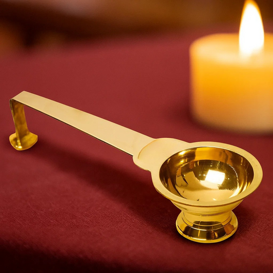 Pure Brass Ledle Aarti, Diya, 2.6 Inches, 130gm