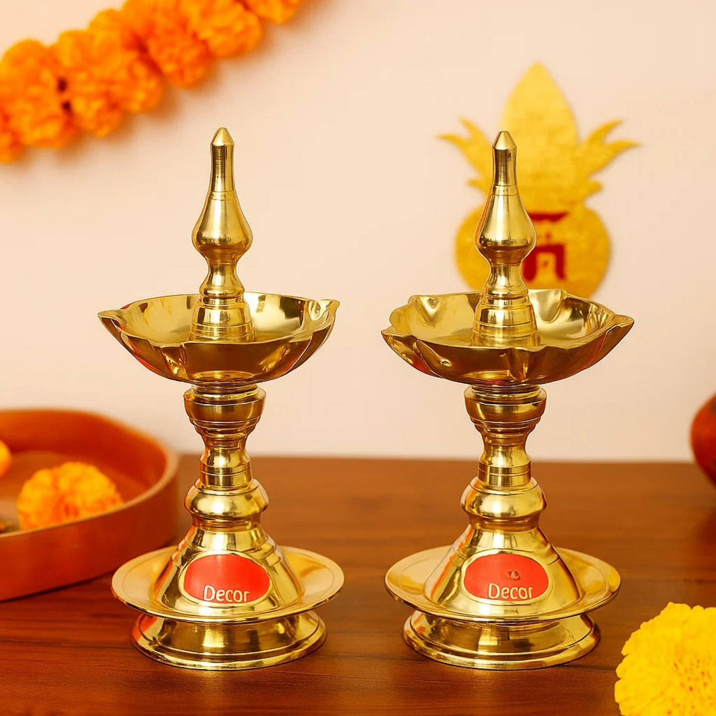 Pure Brass UDUPI Kalash Global Deep, Deepak, Diya for Pooja Purposes, 6.75 Inches, 800 gm