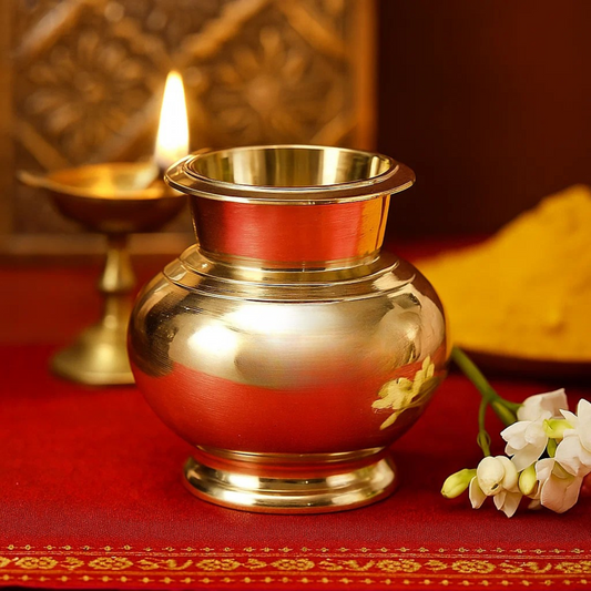 Brass Matka Design Lota | Lutiya | Pooja Kalash for Pooja Room Decor, 3.15 inches, 250gm