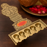 Pure Brass Flat Udupi Panch Aarti, Deep, Deepak, Diya for Pooja Purposes, 320gm