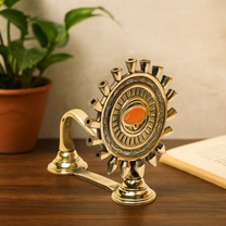 Pure Brass Chakra Aarti, Deep, Deepak, Diya for Pooja Purposes, 5.5 Inches, 550gm