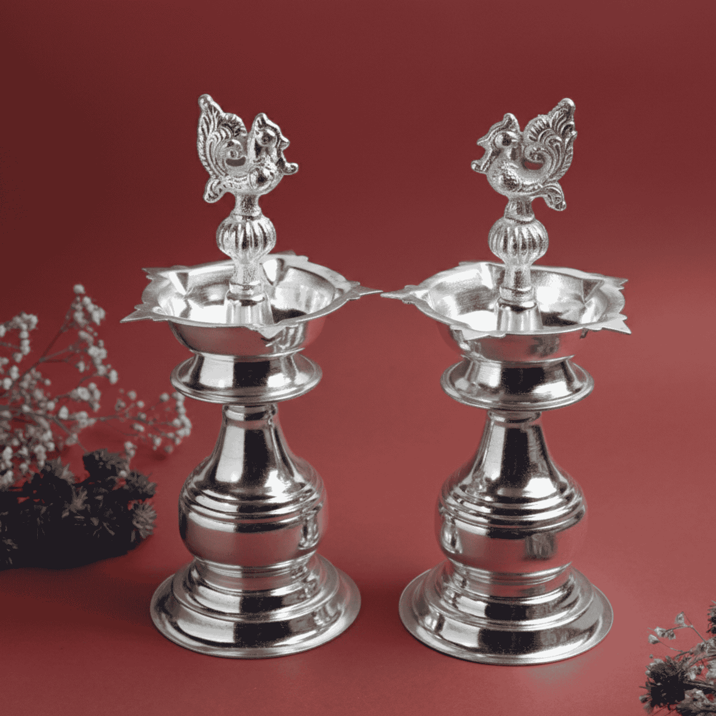 Udupi Murga Diya 7 Inch | Traditional Metal Peacock Oil Lamp