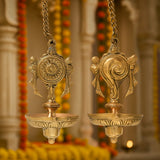 Pure Brass shanku Chakra Diya | Pair