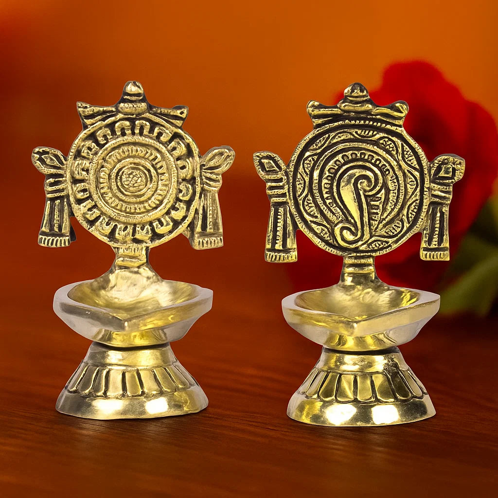 Pure Brass shanku Chakra Table Diya
