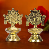 Pure Brass shanku Chakra Table Diya