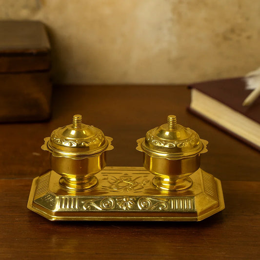 Brass Roli Kumkum Chawal Box Set | 2 Inches | 70g