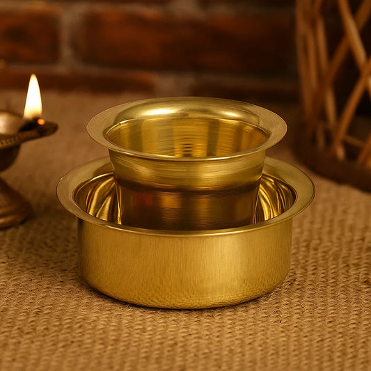 Brass Coffee Cup and Dabra Set 120ML, pack of 6 sets