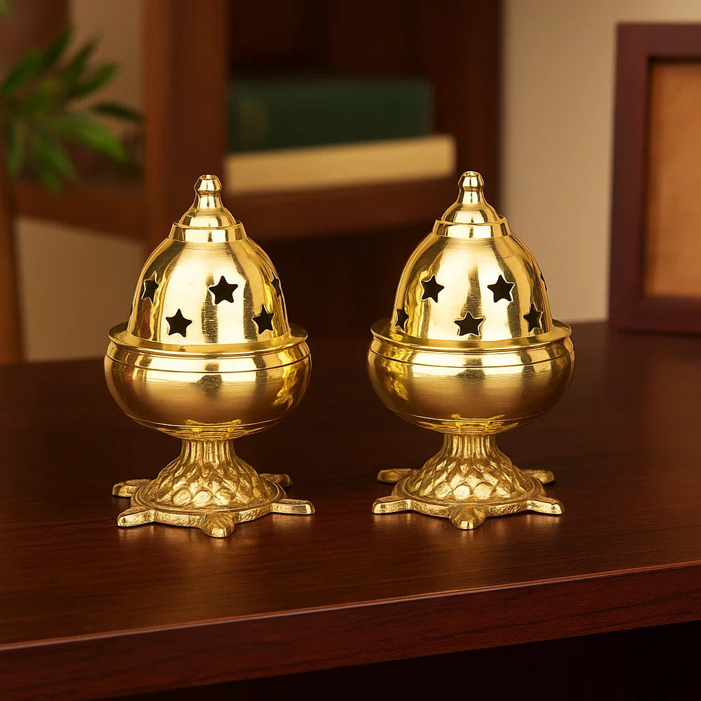 Pure Brass Tortoise Covering Diya, 4 inches by printology, Set of 2