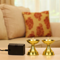 Pure Brass Electric Gold Bulb Lights Diya