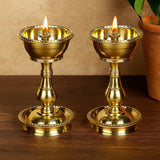 Pure Brass Heavy Udupi Nanda Diya (5.2 Inches, No-3) Set of 2