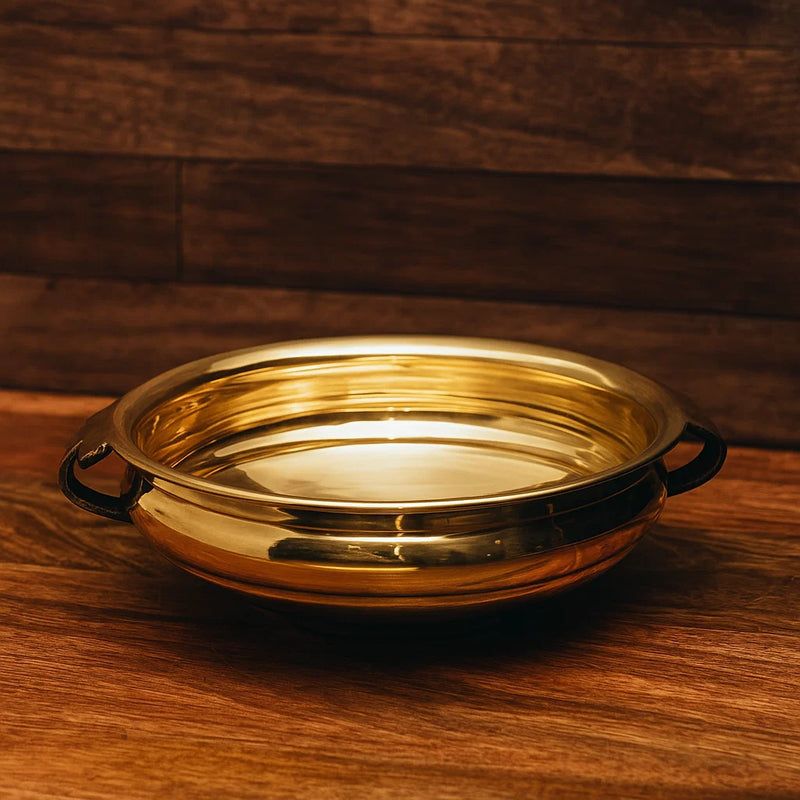 Bhimonee Decor Pure Brass Plain Design Urli/Uruli/Urali/Decorative Bowl 9.5 inches use for Living Room Decor