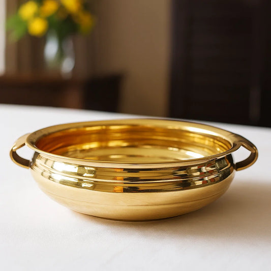 Bhimonee Decor Pure Brass Plain Design Urli/Uruli/Urali/Decorative Bowl 11.25 inches use for Living Room Decor