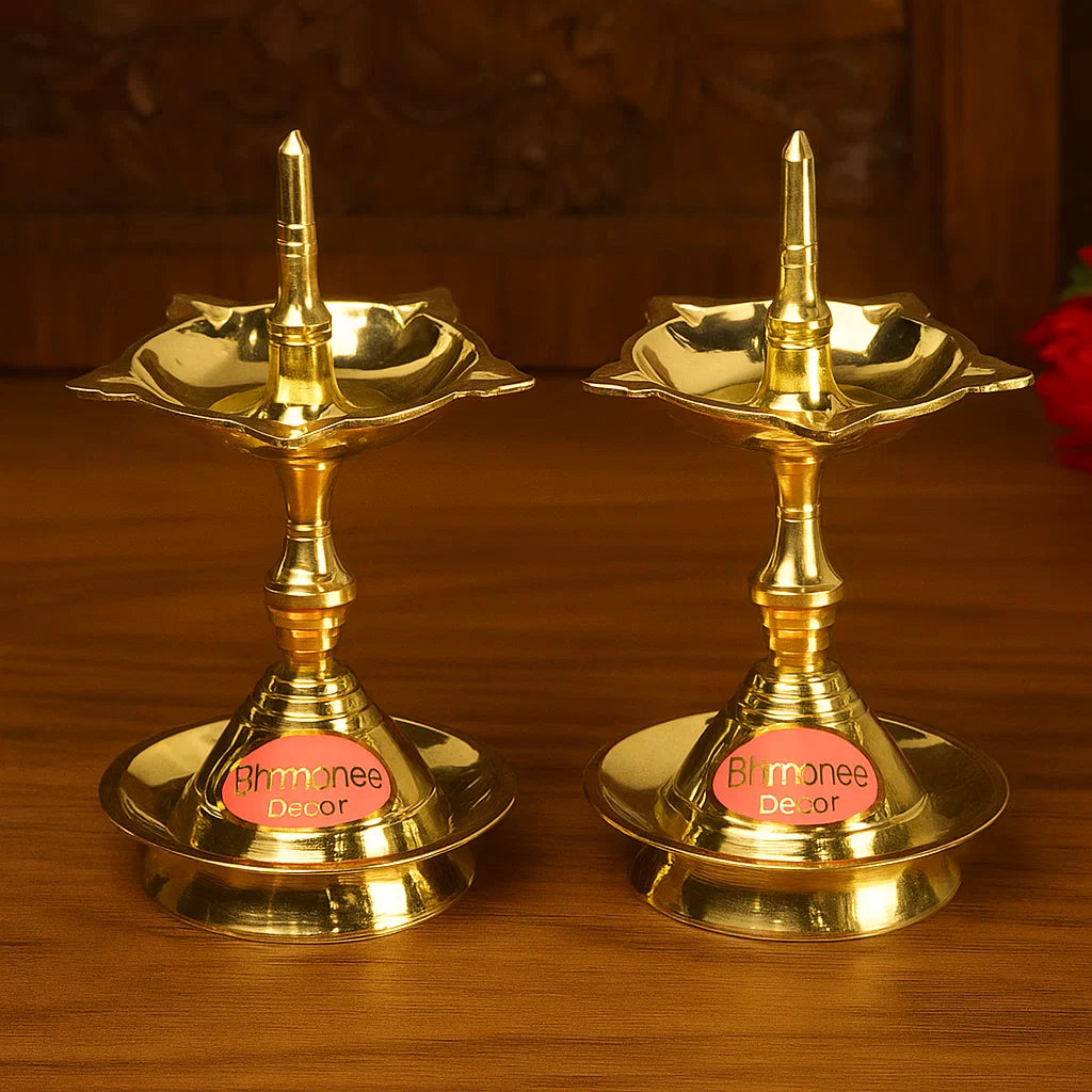 Pure Brass Udupi Deep, Deepak, Diya for Pooja Purposes, 5.5 Inches, 500 gm
