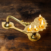 Pure Brass Ganga Aarti, Deep, Deepak, Diya for Pooja Purposes, 2.4 Inches, 410gm