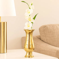 Brass Decorative Flower Vase for Living Room | Made of Brass 12 inch Long Vase | Hand Carved Bidri Work Flower vase Brass | Ideal Diwali Gifts for Family and Friends