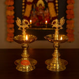 Pure Brass Udupi Murga Global Deep, Deepak, Diya for Pooja Purposes, 6.75 Inches, 750 gm