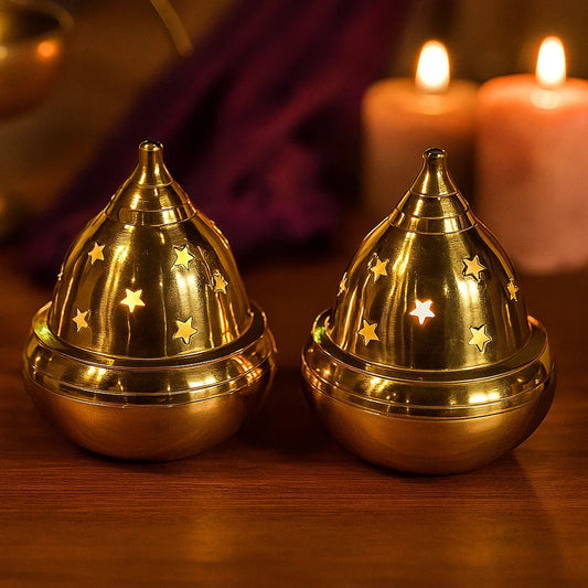 Bhimonee Decor Pure Brass Kuber Goblet Deep, Deepak, Diya for Pooja Purposes, 3.6 Inches, 270 gm