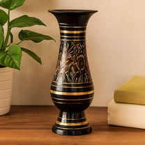 Pure Brass Double Colour Bidri Work Flower Vase 6"