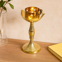 Brass Candle Stand Holder for Pooja Room Decor, Home Decoration All Purpose, 8 inches, 310gm