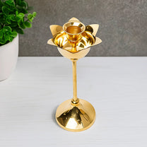 Brass Candle Stand Holder for Pooja Room Decor, Home Decoration All Purpose, 8 inches, 250gm