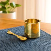 Brass Panchpatra with Achamani for Pooja, 2.4 inches, 170gm