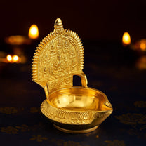 Pure Brass Lakshmi KUBER KAMAKSHI Deep, Deepak, Diya for Pooja Purposes, 6 Inches, 440 gm